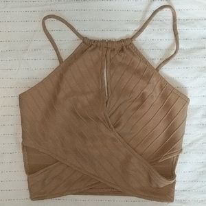 Tan wrap crop top